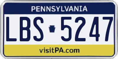 PA license plate LBS5247