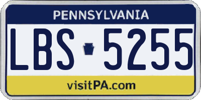 PA license plate LBS5255