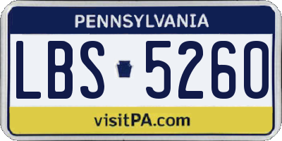 PA license plate LBS5260