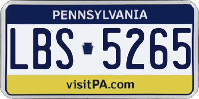 PA license plate LBS5265