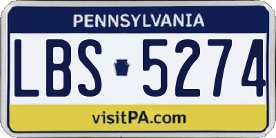 PA license plate LBS5274