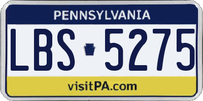 PA license plate LBS5275