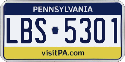 PA license plate LBS5301
