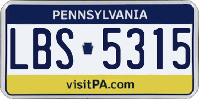 PA license plate LBS5315