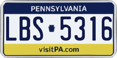 PA license plate LBS5316