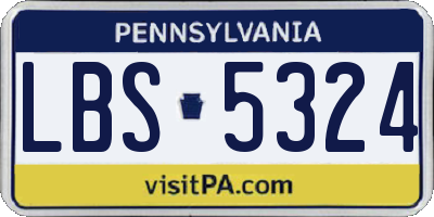 PA license plate LBS5324
