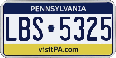 PA license plate LBS5325