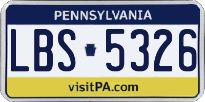 PA license plate LBS5326