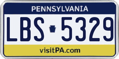 PA license plate LBS5329