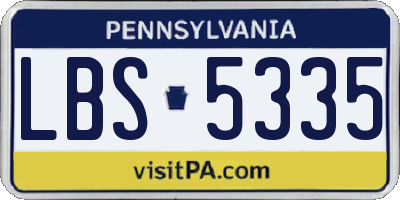 PA license plate LBS5335