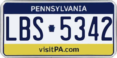 PA license plate LBS5342