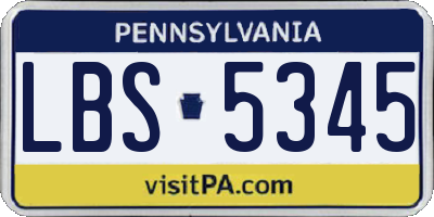 PA license plate LBS5345