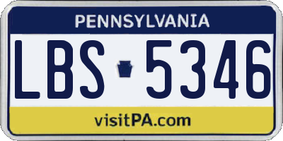 PA license plate LBS5346