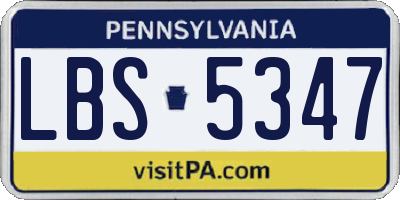 PA license plate LBS5347