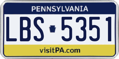PA license plate LBS5351