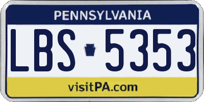 PA license plate LBS5353