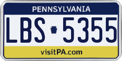 PA license plate LBS5355