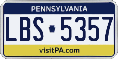PA license plate LBS5357