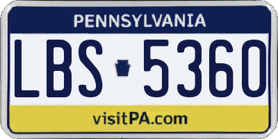 PA license plate LBS5360