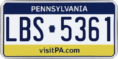 PA license plate LBS5361