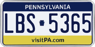 PA license plate LBS5365