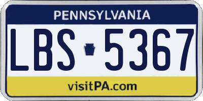 PA license plate LBS5367