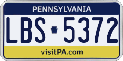 PA license plate LBS5372