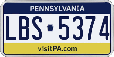PA license plate LBS5374