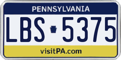 PA license plate LBS5375