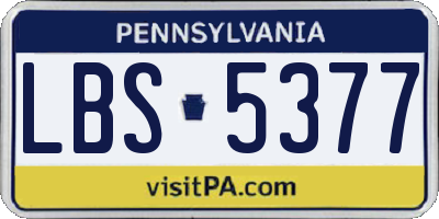 PA license plate LBS5377