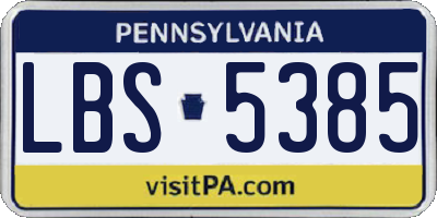 PA license plate LBS5385