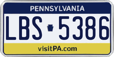 PA license plate LBS5386