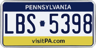 PA license plate LBS5398