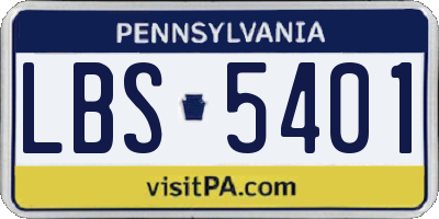PA license plate LBS5401