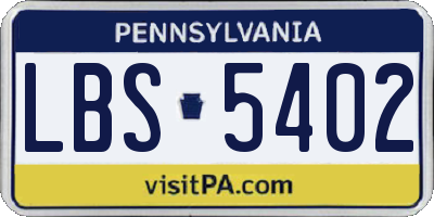 PA license plate LBS5402