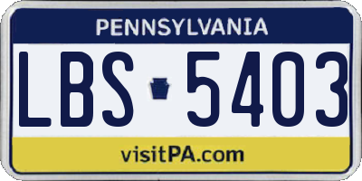 PA license plate LBS5403