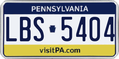 PA license plate LBS5404