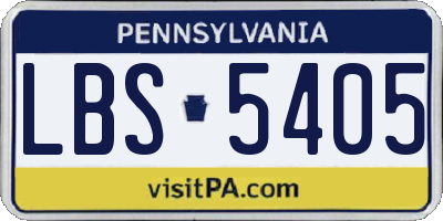PA license plate LBS5405