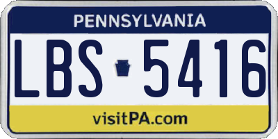 PA license plate LBS5416