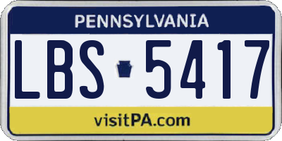 PA license plate LBS5417