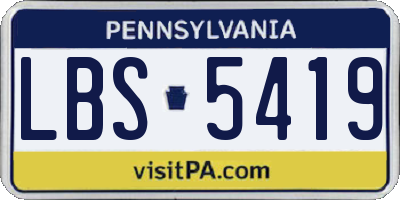 PA license plate LBS5419
