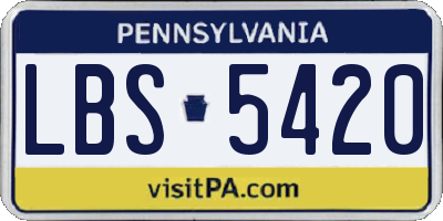 PA license plate LBS5420