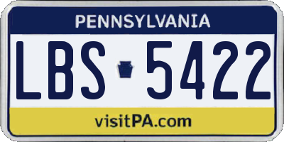 PA license plate LBS5422