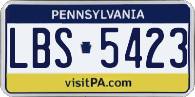 PA license plate LBS5423