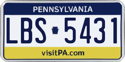 PA license plate LBS5431