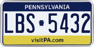 PA license plate LBS5432