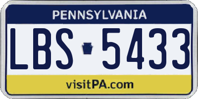PA license plate LBS5433