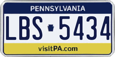 PA license plate LBS5434
