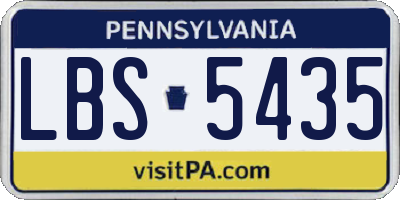 PA license plate LBS5435