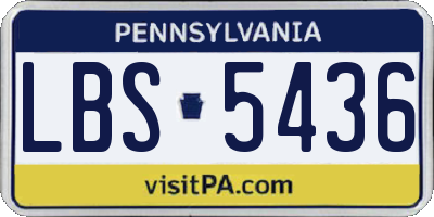 PA license plate LBS5436